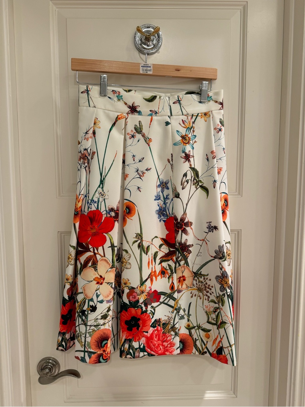 Zara Cream A-Line Midi Skirt with Multicolor Floral Print - Picture 2 of 2